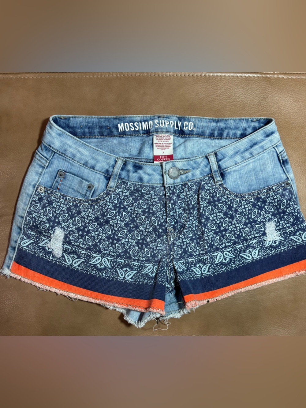Mossimo Supply Co. Light wash Denim Shorts with bold Printed Trim
